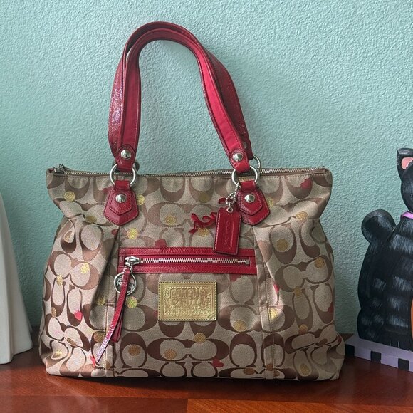 COACH POPPY LAURA SECRET ADMIRER SIGNATURE MONOGRAM CANVAS TOTE 2011 LMT ED - Picture 1 of 16
